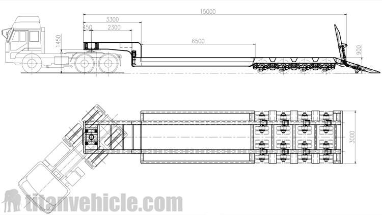 Drawing of Low Bed Trailer For Sale