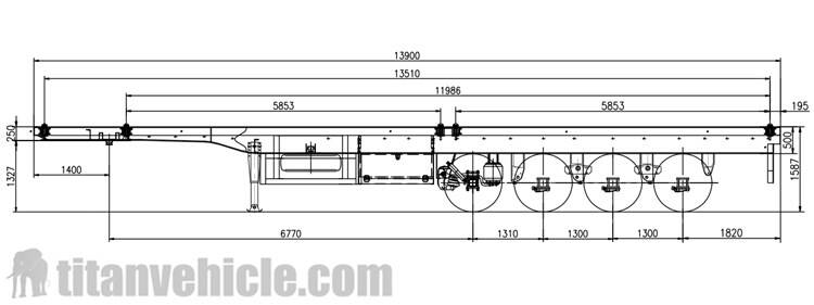 Drawing of Air Suspension of Flatbed Trailer with Side Wall